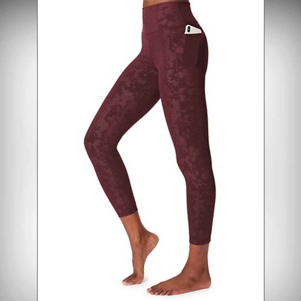 Sweaty Betty The Super Sculpt Purple / Maroon Print 7/8 Leggings - Size S